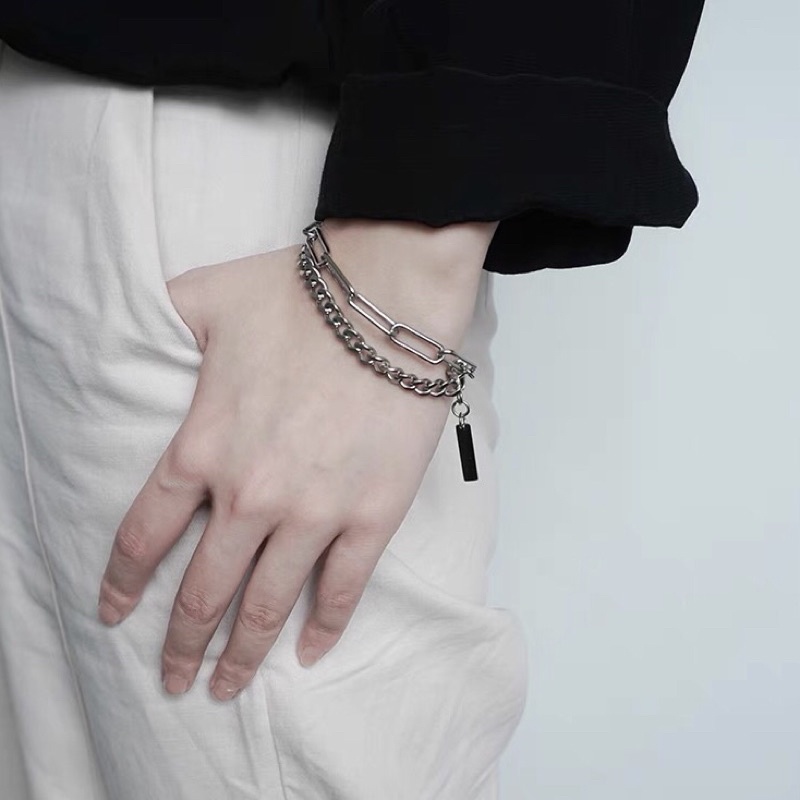 Vòng tay LAYER xích 2 lớp thép titan không gỉ