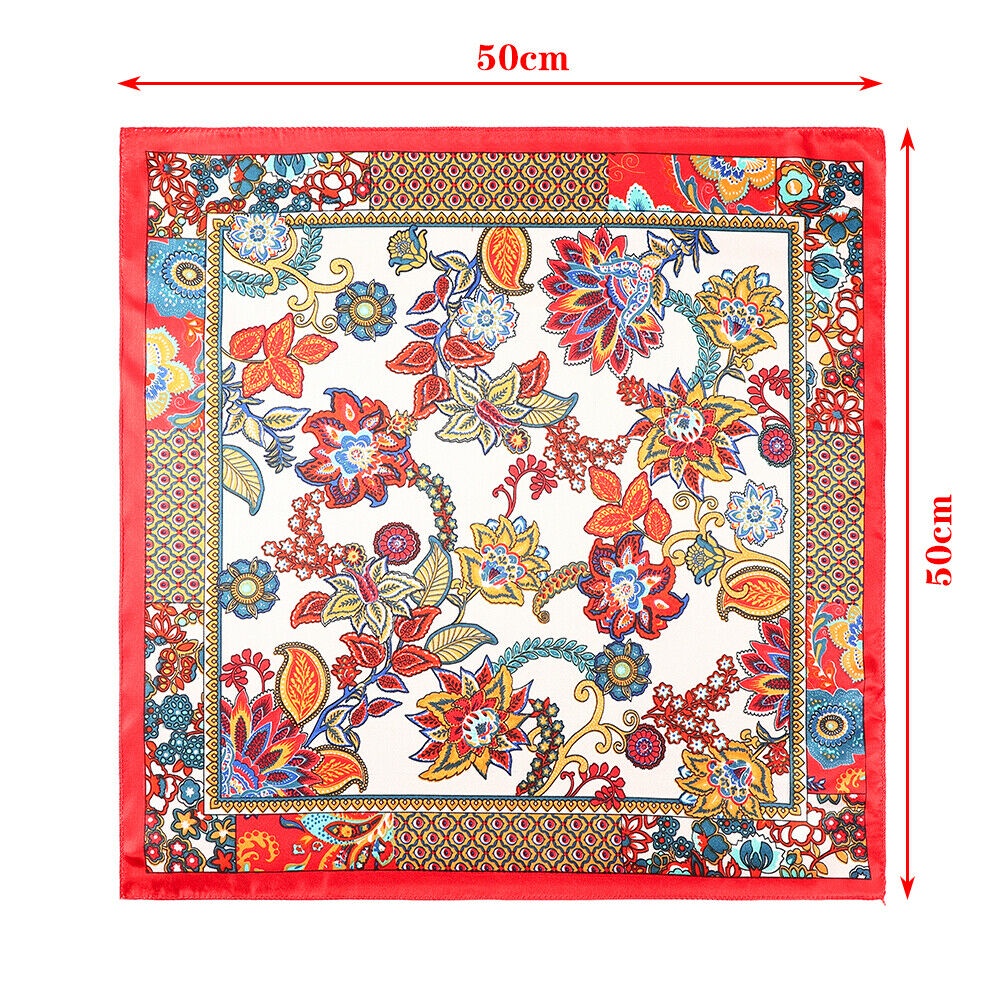 Khăn vuông HAIMEIKANG kiểu bandana in họa tiết phong cách bohemian cho nữ kích thước 50*50cm