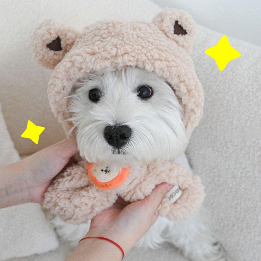 LAYOR1 Mũ Trùm Đầu Giữ Ấm Có Dây Rút Thời Trang Cho Thú Cưng