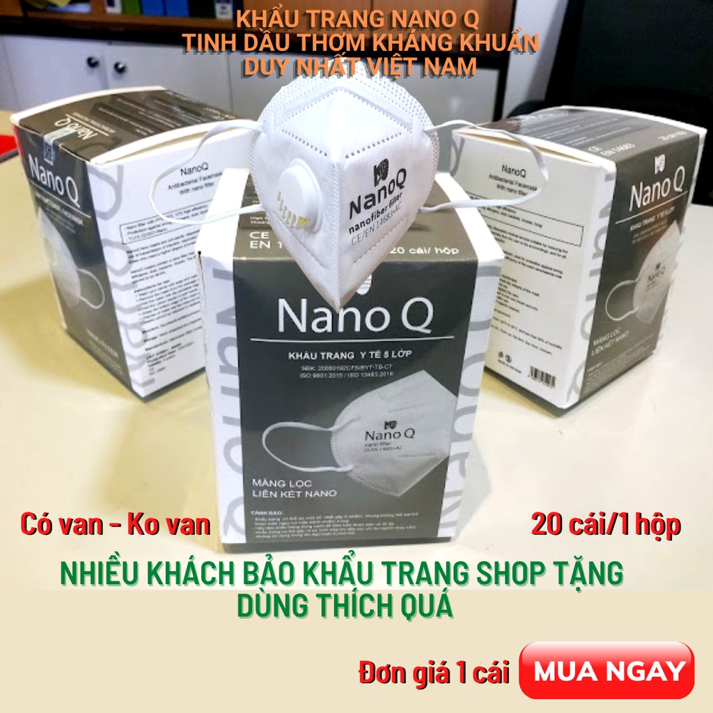 Khẩu trang y tế 5 lớp NanoQ N95 có màng lọc Nano an toàn, ngăn bụi mịn, ôm khít mặt mà vẫn thoáng đẹp - Giá 1 chiếc