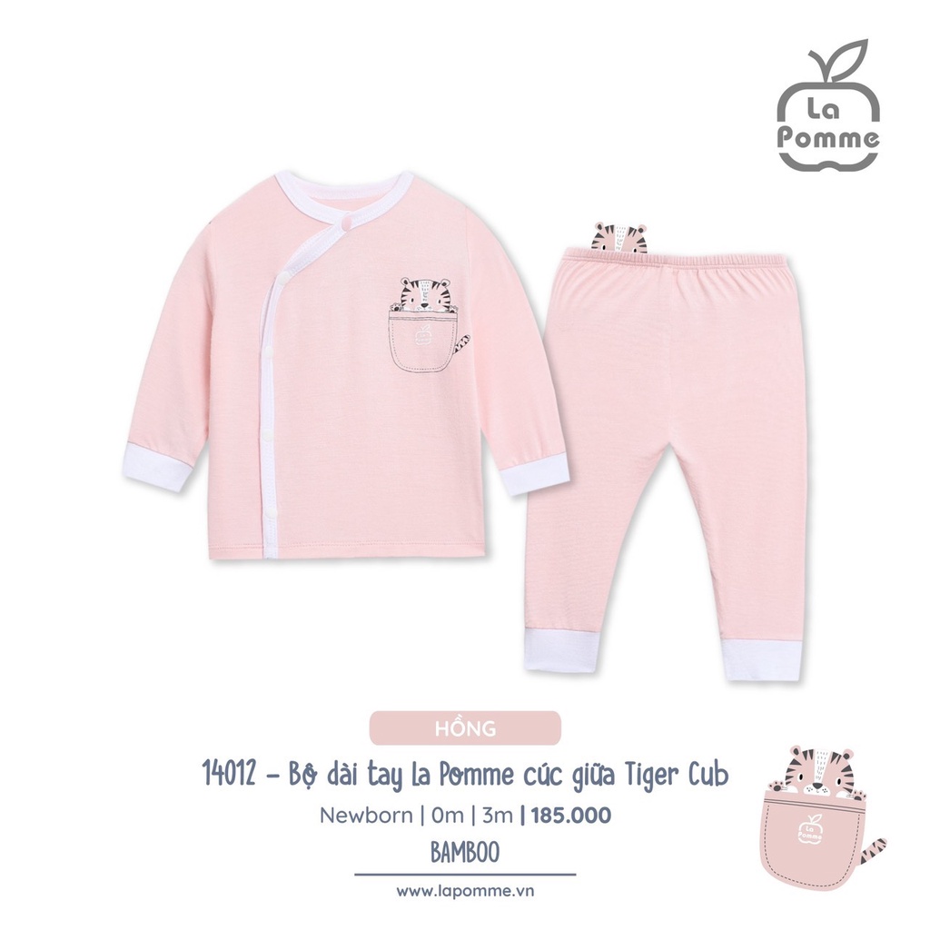 [CHÍNH HÃNG] Set sơ sinh dài tay sợi tre Tiger Cub họa tiết chú hổ con đáng yêu La Pomme