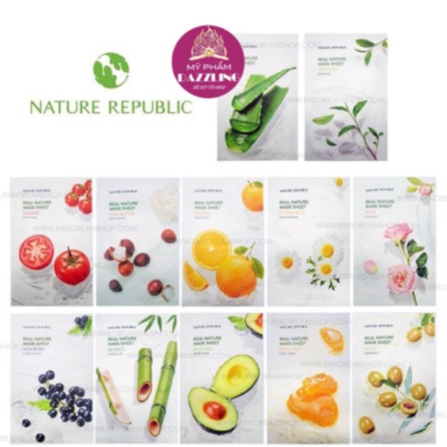 [Mẫu Mới] Lẻ miếng Mặt nạ NATURE Republic Real Nature Mask Sheet 23ml