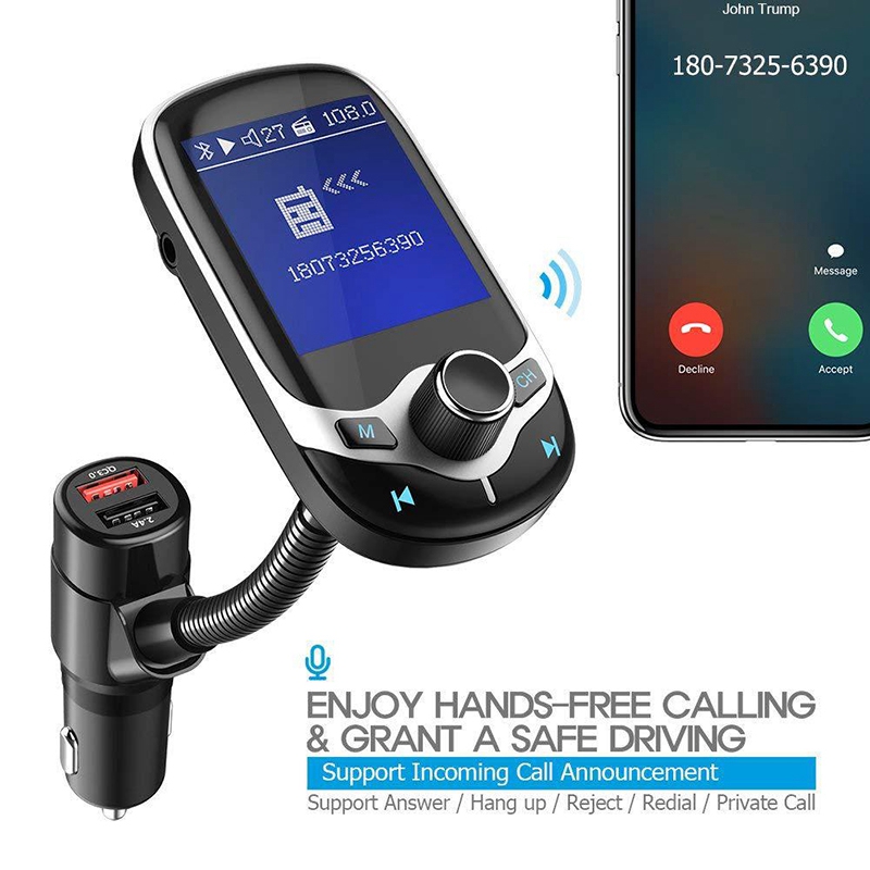 Máy Nghe Nhạc Mp3 Bluetooth Không Dây Sạc Nhanh Qc3.0 Cho Xe Hơi