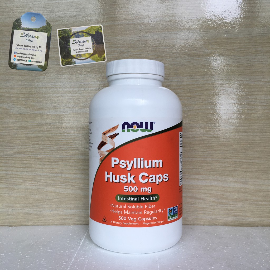 Bột Vỏ Hạt Mã Đề Psyllium Husk Caps Now Foods - Bổ Sung Chất Xơ - Dạng Viên - 500 viên