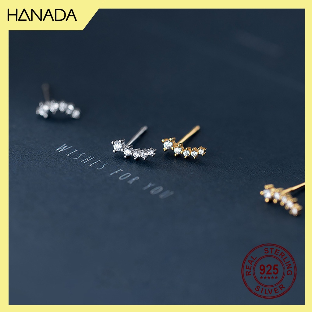 Bông Tai Bạc 925 Hanada 0796 Đá Trắng Kiểu Dài ( 1 Đôi ) D13