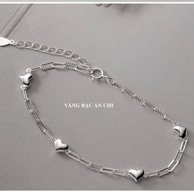 Lắc tay mắc xích trái tim / ngôi sao, bạc ý 925 cao cấp - Anchi jewelry