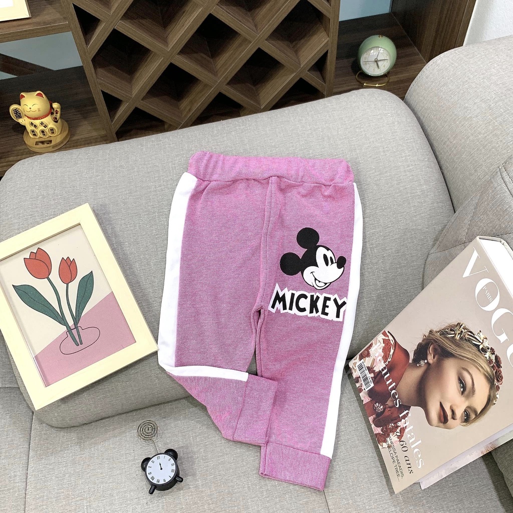 Quần dài trẻ em, quần dài Mickey cho bé chất vải Da cá thông thoáng dày dặn hàng loại 1