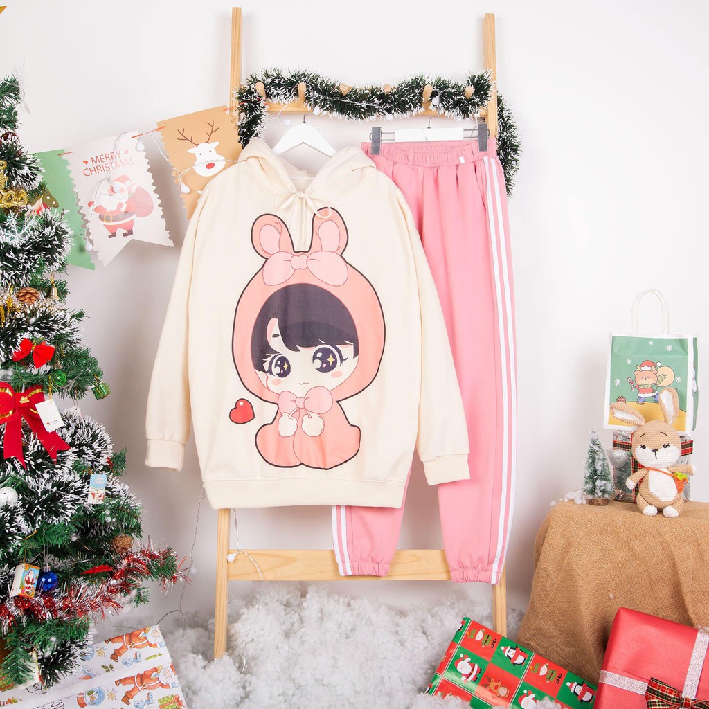 Áo Hoodie ❤️ Áo khoác nỉ Cotton 2 lớp trần bông form Unisex nam nữ - Chibi Yêu AK02