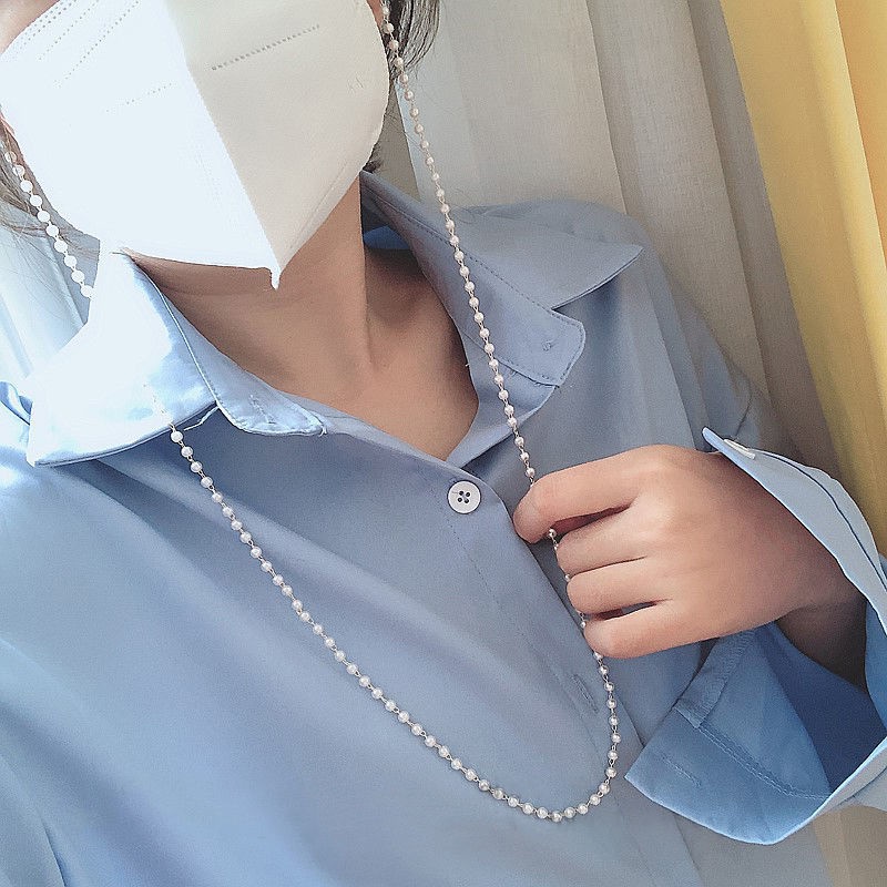 DÂY ĐEO KHẨU TRANG -  DÂY ĐEO MẮT KÍNH MINI CLEF - LÀM THÀNH VÒNG CỔ - DÂY XÍCH MẠ MÀU VÀNG PHỐI HẠT NGỌC