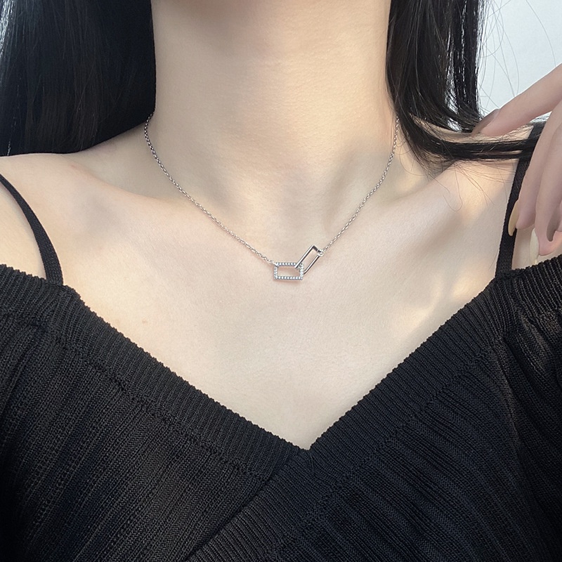Dây chuyền bạc nữ lồng hình chữ nhật Evasilver, vòng cổ nữ tính chất liệu bạc ta cao cấp