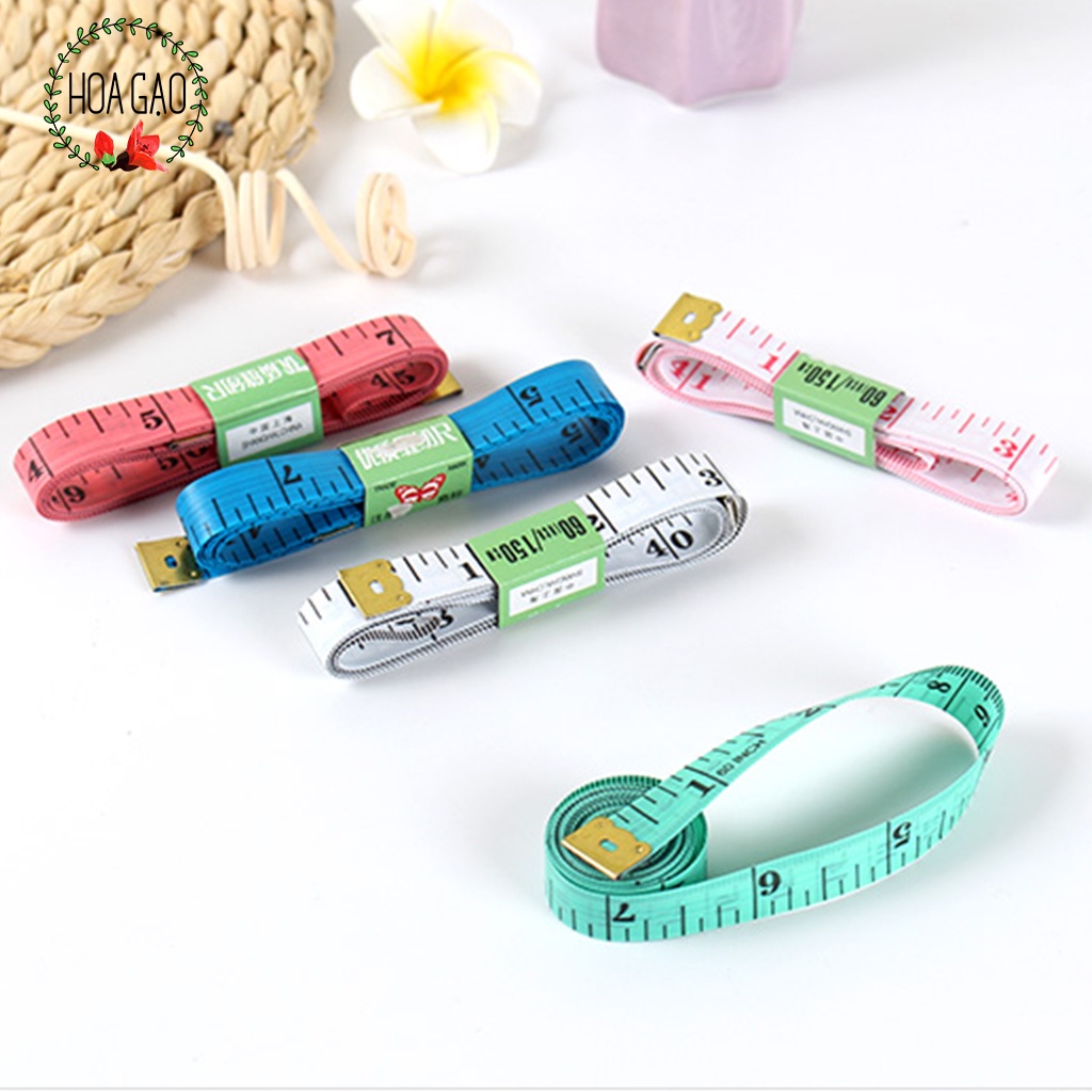 Thước dây đo eo, thước dây đo quần áo dài 1.5m HOA GẠO GTD1 dây mềm dẻo loại tốt có đầu sắt freeship