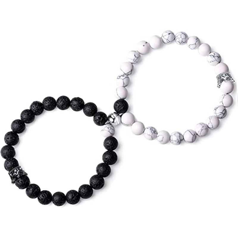 Vòng Tay Chuỗi Hạt Hình Vương Miện Từ Tính Thời Trang Cho Cặp Đôi