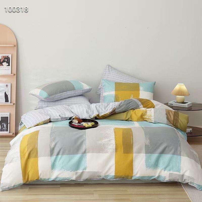 Bộ chăn ga Cotton Living Nhập Khẩu 100% cao cấp - Họa tiết kẻ