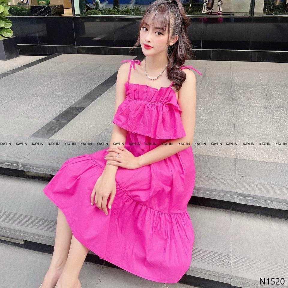Đầm babydoll 2 dây bèo ngực phom rộng, chất kate mềm - YuRi 2018
