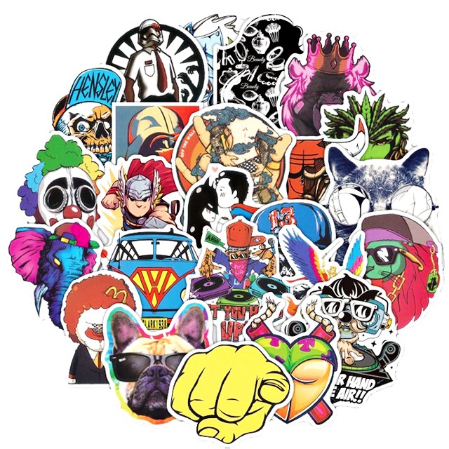 Hình Dán Sticker - Bộ 20 50 100 Hình Dán Hoạt Hình Tem Trang Trí Mũ Bảo Hiểm Điện Thoại - Chống Thấm Nước