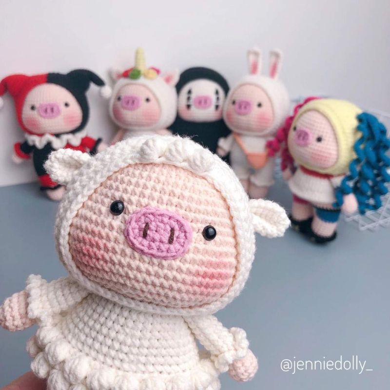 Heo bông xinh xắn thú bông len handmade