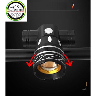 Đèn xe đạp - Đèn pha zoom gần xa T6 pin sạc usd