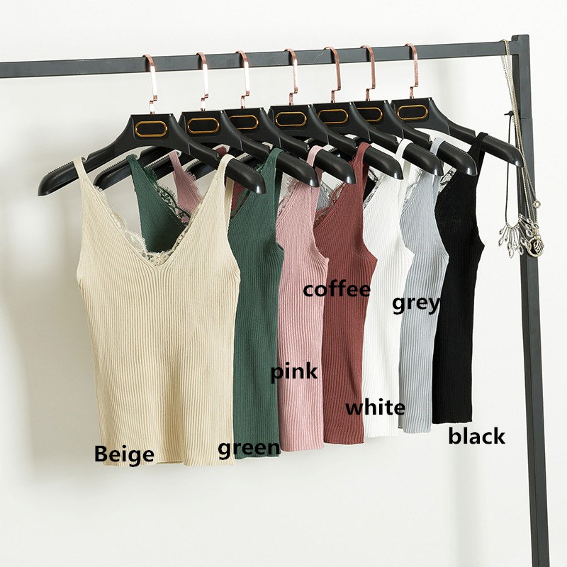 Áo không tay cổ chữ V phối ren thời trang | BigBuy360 - bigbuy360.vn