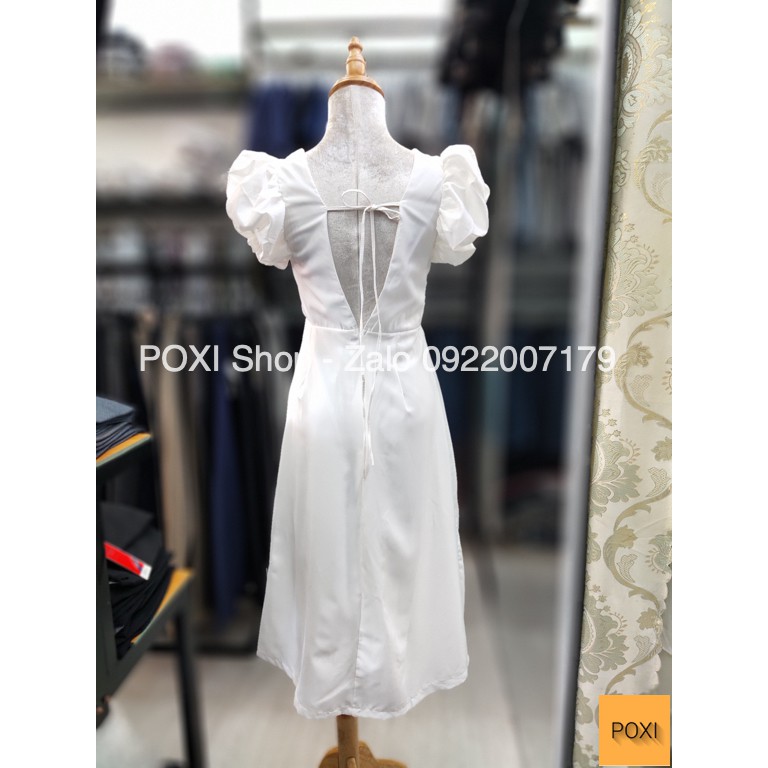 [ẢNH THẬT] Đầm Maxi Tay Con Phồng Hở Lưng Thắt Dây Sang Trọng (TRẮNG) | BigBuy360 - bigbuy360.vn