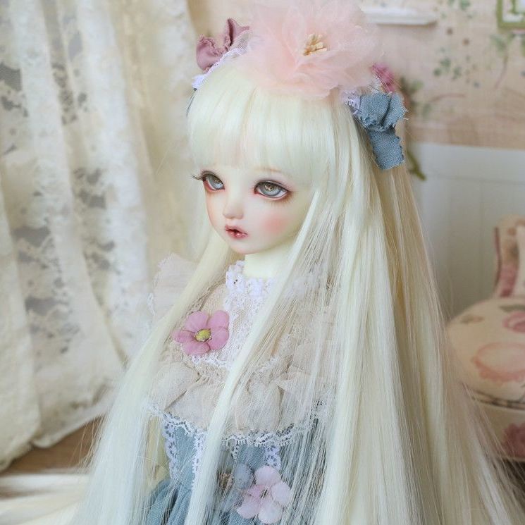 BJD búp bê tóc giả thẳng mái dài 3 điểm 4 6 lụa nhiệt độ cao siêu mềm kiểu cổ