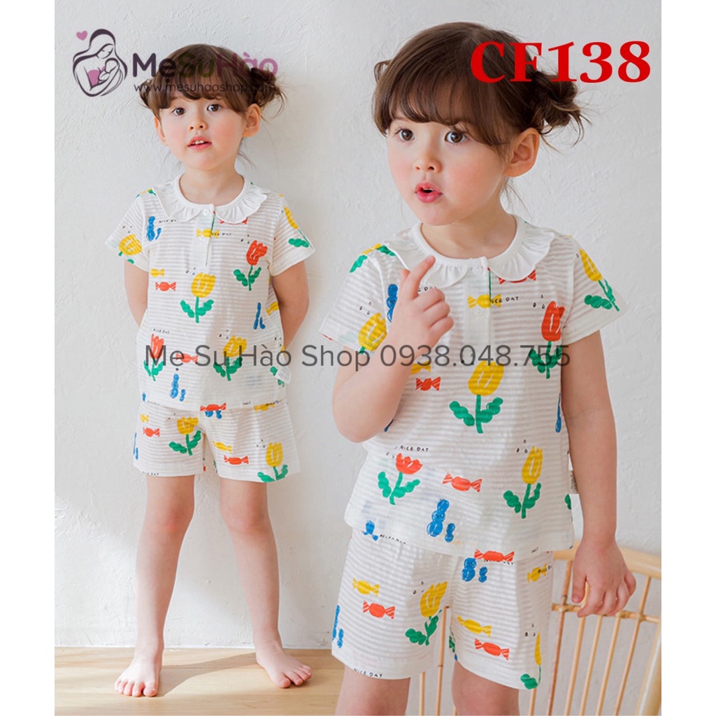 Bộ ngắn tay mẫu Hoa Tulip Nhiều rất xinh hãng Cordi_i , cotton 100%, mã CF138