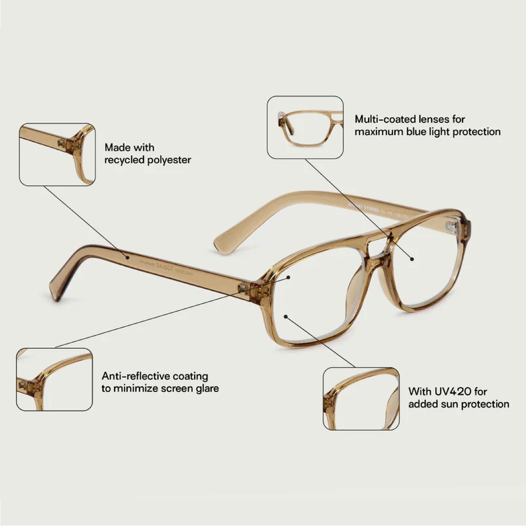 Kính Sunnies Studios Chống Ánh Sáng Xanh Gọng Vuông Tobias Manuka