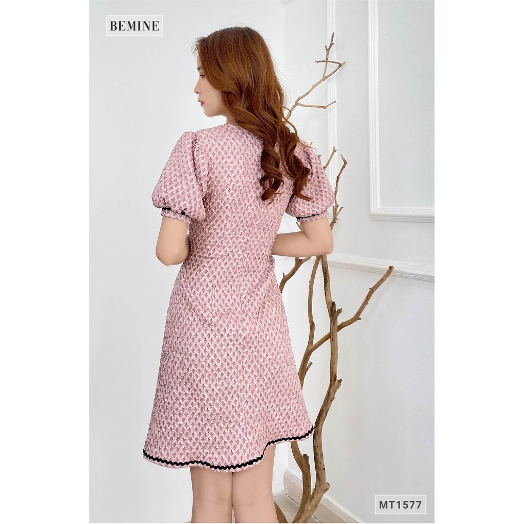 [Mã WABRWA15 giảm 15% đơn 300K] Đầm tapta 2 túi ngực chạy ren BEMINE MT1577HONG | BigBuy360 - bigbuy360.vn