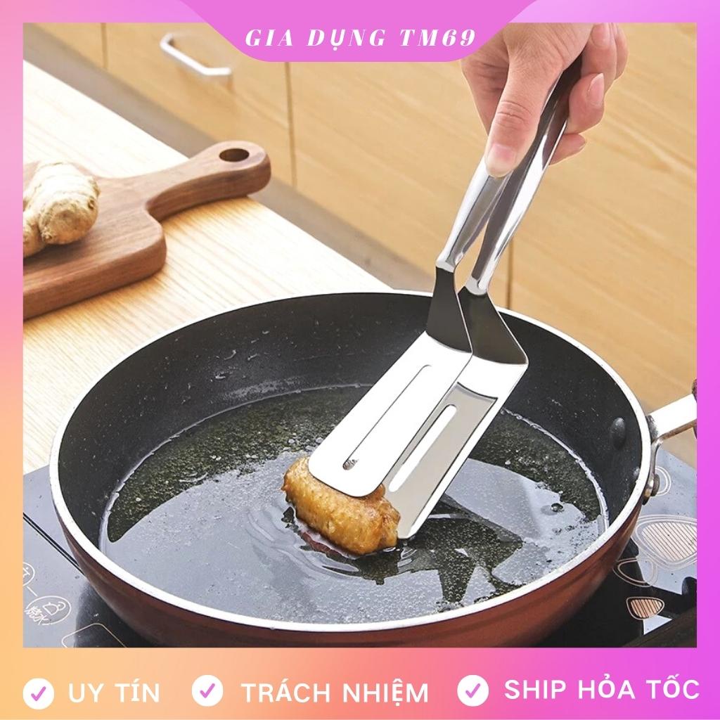 Kẹp Gắp Thức Ăn Đồ Nóng Inox, Chiên Xẻng Nướng Dụng Cụ Gắp Đồ Nóng Như Bít Tết, Cá Rán, Thịt Nướng