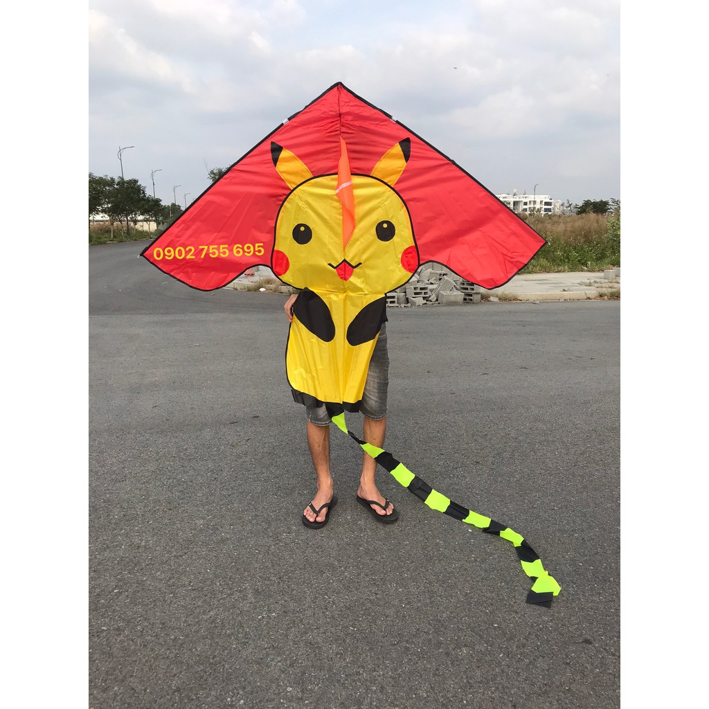 [MUA 1 ĐƯỢC 2] Diều Pikachu - TẶNG TAY CẦM THẢ DIỀU DÀI 150 mét dây + TÚI VẢI ĐỰNG (diều thả, diều giá rẻ, diều đẹp)