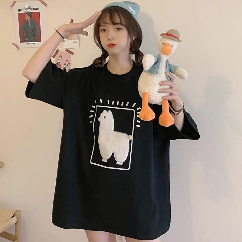 🎀 Áo phông tay lỡ basic hình con cừu cute