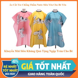 Áo Choàng Cắt Tóc Chống Thấm Nước Hoạt Hình Chó Đốm Đáng Yêu Cho Bé