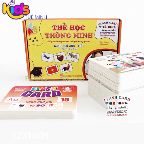 Bộ thẻ học thông minh FlashCard song ngữ Anh – Việt cỡ to 18 chủ đề (288 thẻ) giúp trẻ phát triển toàn diện