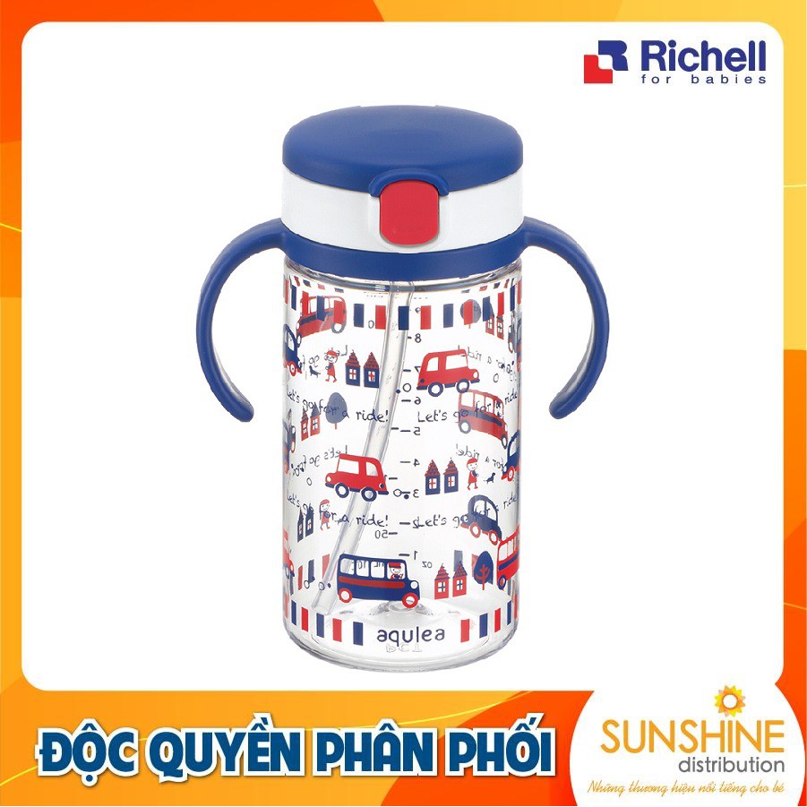 Bình ống hút AQ Richell 320ml chống sặc chống rò rỉ 3 màu