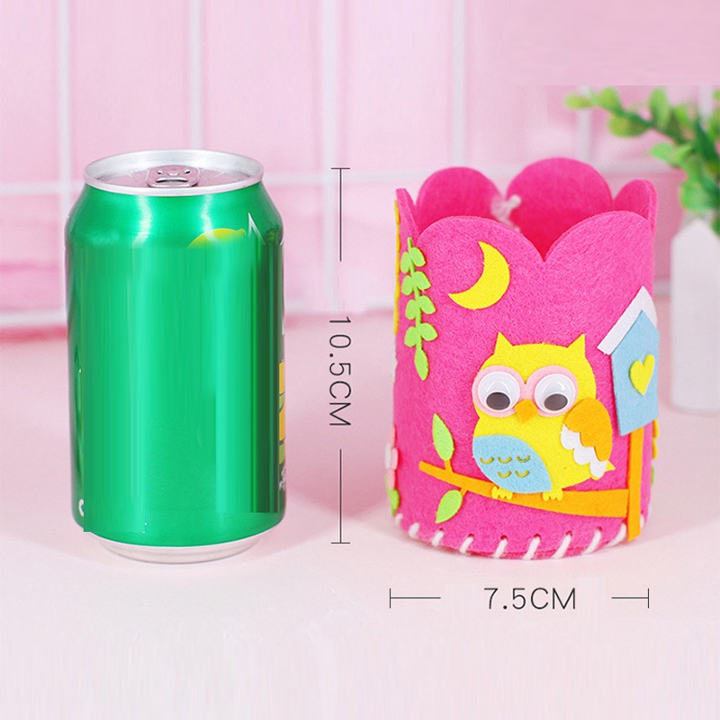 Ống Đựng Bút Bằng Vải Nỉ Thủ Công DIY Họa Tiết Hoạt Hình Dành Cho Trẻ Mẫu Giáo