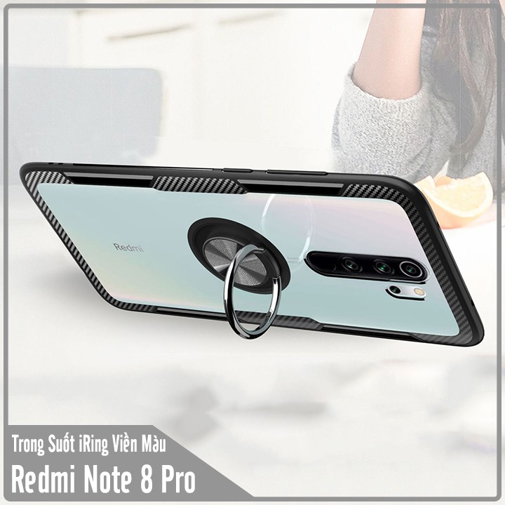 Ốp lưng Xiaomi Redmi Note 8 Pro Trong Suốt Chống Sốc iRing Viền Màu