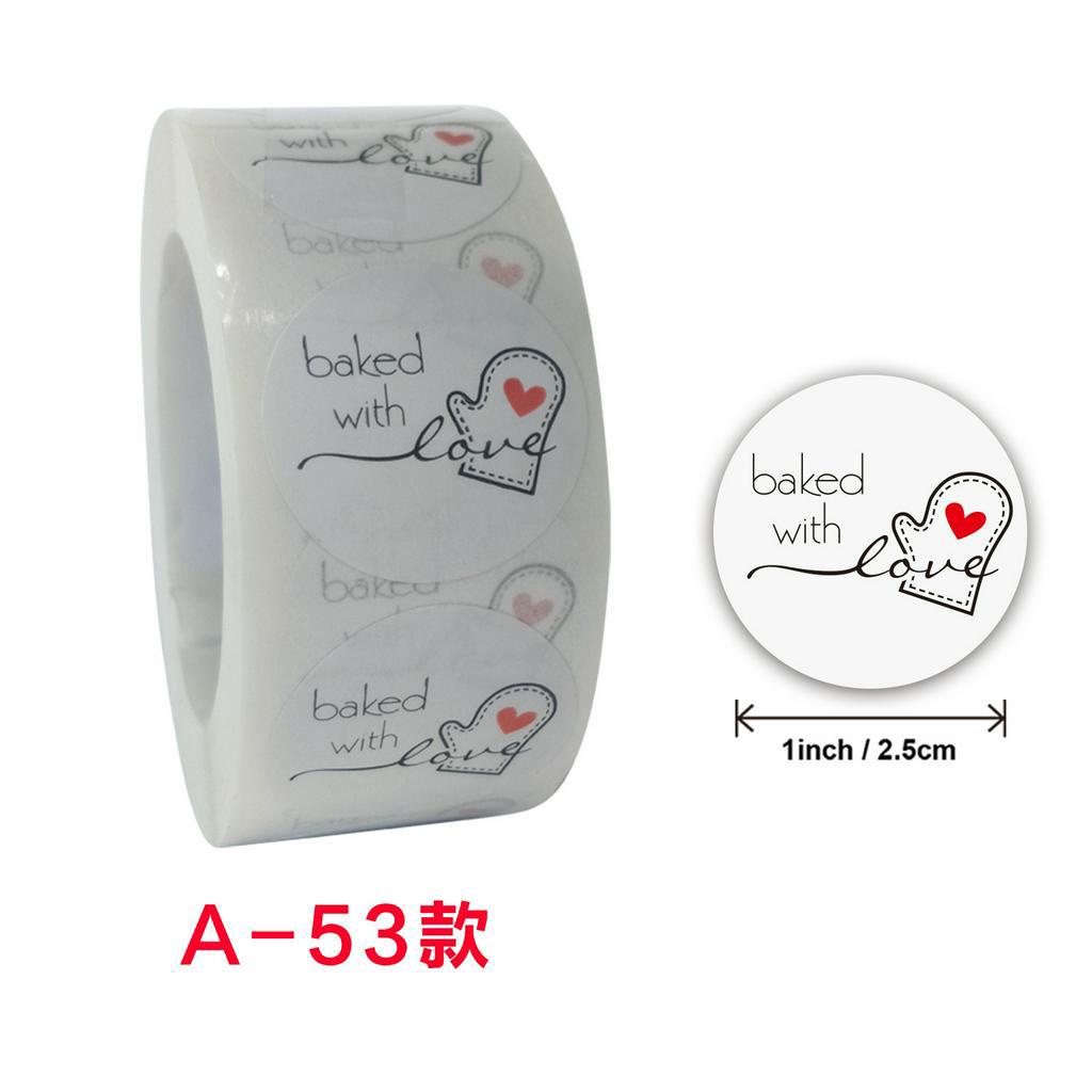 Cuộn 500 Miếng Dán Chữ Thank You Phối Hoa Dáng Tròn Trang Trí Túi Bánh 1 Inch