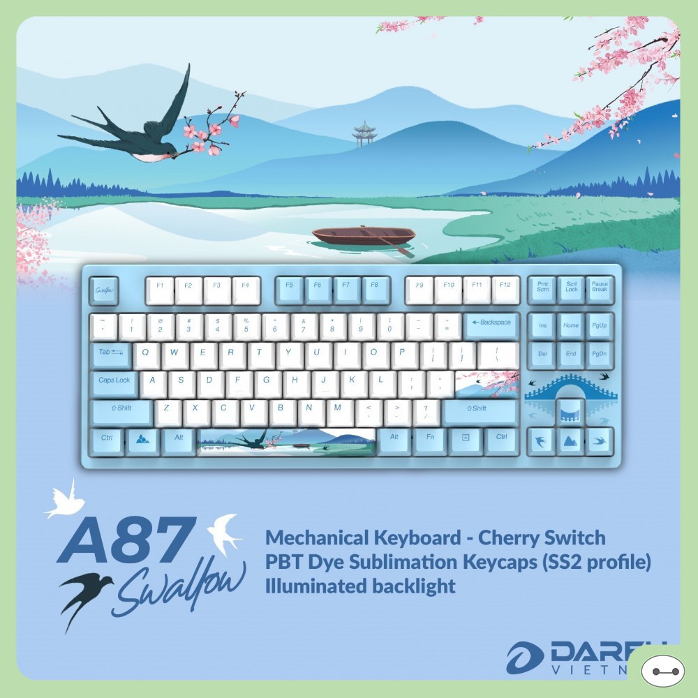 [Mã SKAMSALE03 giảm 10% đơn 200k] BÀN PHÍM CƠ DAREU A87 SUMMER (CHERRY SWITCH)