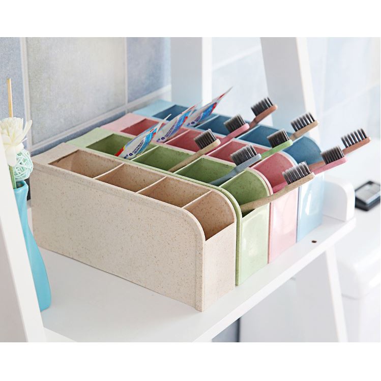 Kệ để đồ 4 ngăn pilu ống đựng bút, mỹ phẩm mua nhiều để ghép trang trí