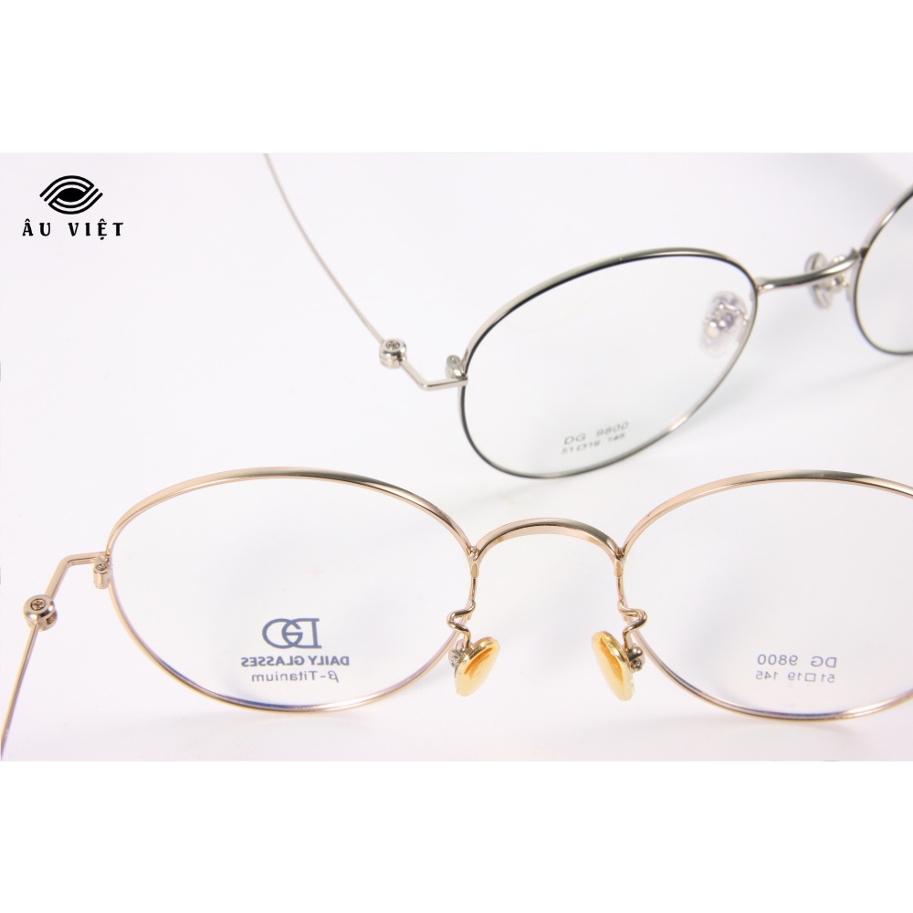 Gọng kính nam nữ kim loại titanium dáng tròn Daily Glasses DGA-9800 màu vàng/bạc Full box