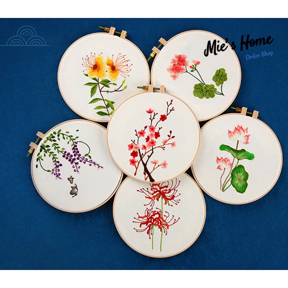 Kit thêu tay - Bộ nguyên liệu thêu tranh Hoa BỈ NGẠN-THÊU TRANG TRÍ NHÀ CỬA-hoa SEN-kit thêu tập thêu- Handmade DIY Mie