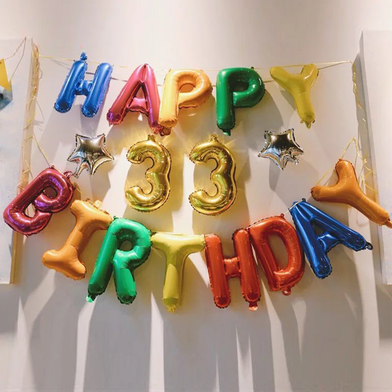 Set Bong Bóng Tráng Nhôm 16 Inch Trang Trí Tiệc Sinh Nhật