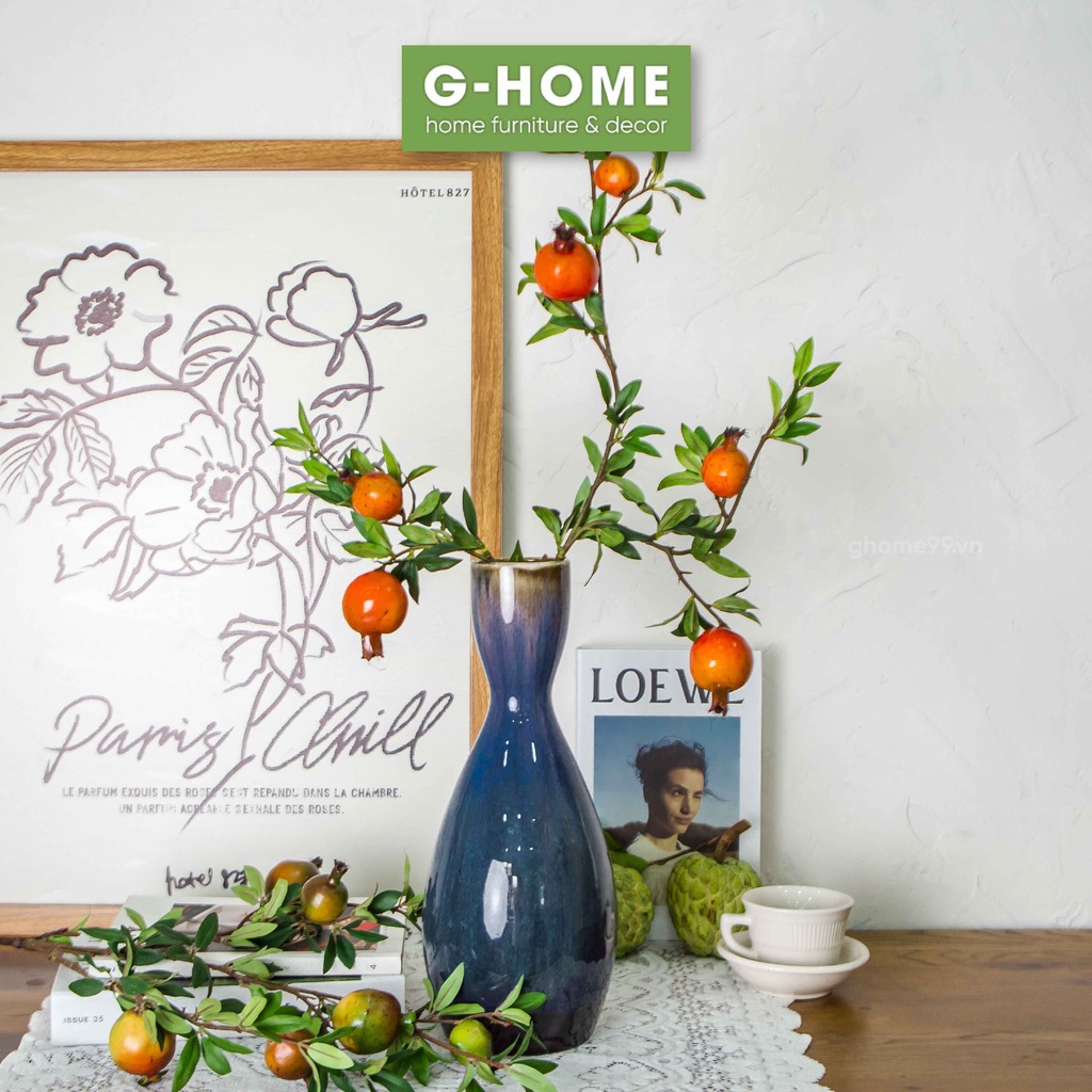 Bình hoa cổ thon Ghome, bình gốm men hoả biến cao cấp cắm hoa, decor nhà cửa phong cách hiện đại BH21 THON