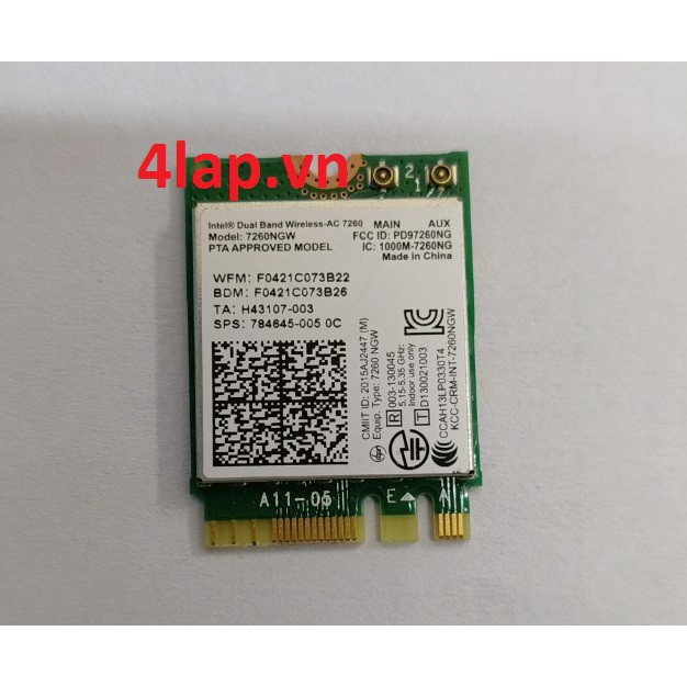 Card Wifi Bluetooth Intel AC 7260 chân cắm M.2 cho Laptop