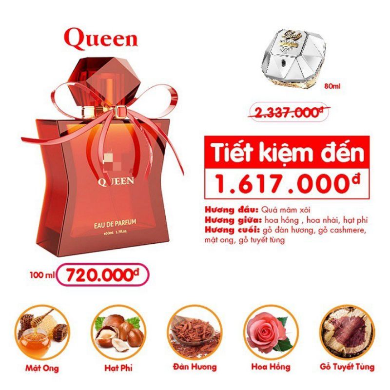 {CHÍNH HÃNG}NƯỚC HOA NỮ QUEEN - NỮ TÍNH, QUYẾN RŨ, NGỌT NGÀO ĐẦY GỢI CẢM | Thế Giới Skin Care