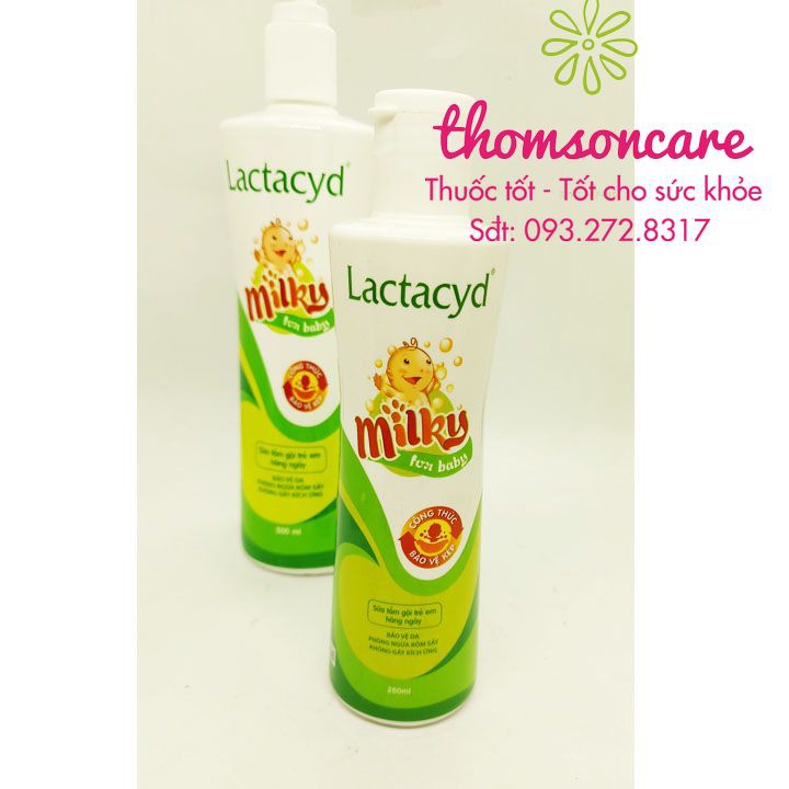 Sữa tắm gội cho bé Lactacyd Milky - Chai 250ml Sữa tắm gội trẻ em hàng ngày