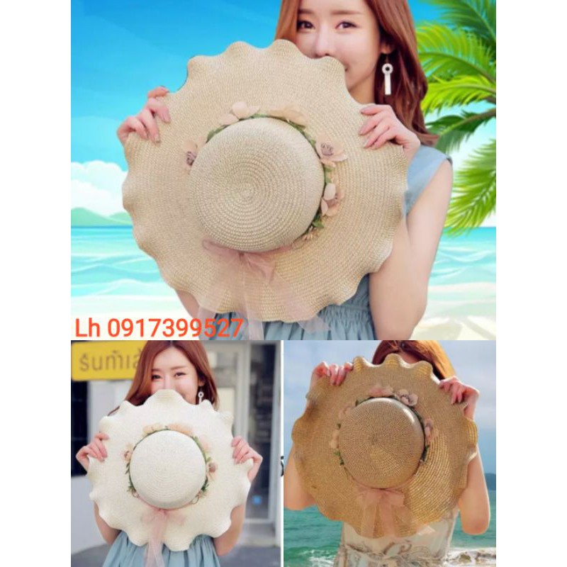 Mũ đi biển rộng vành gấp gọn, nón đi biển rộng vành