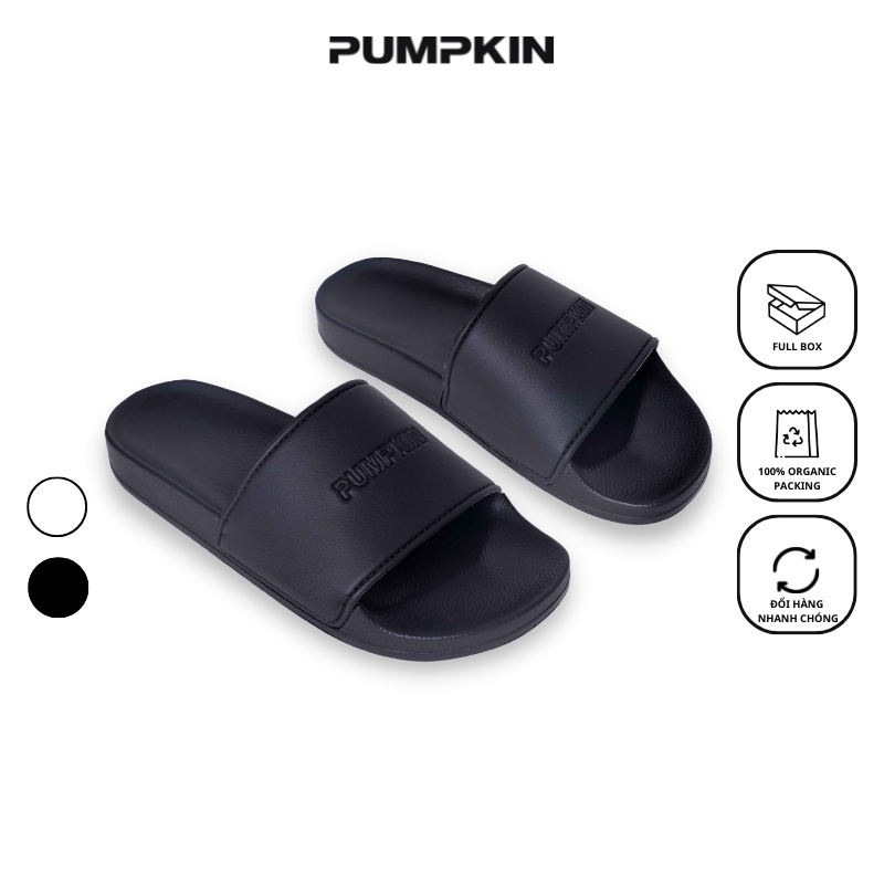 Dép pumpkin in chìm logo- chất liệu cao su cao cấp - 2 màu - trắng, đen - hình thật shop chụp - in chìm