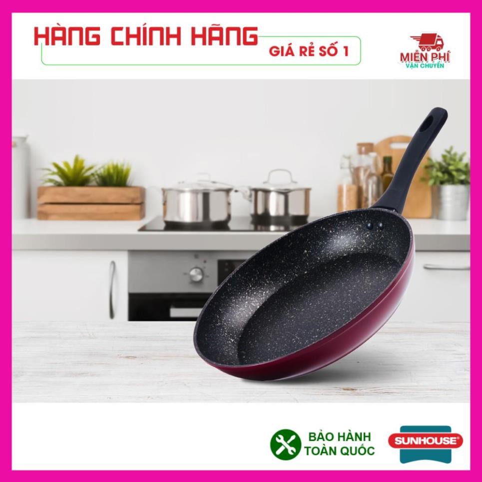 CHẢO ĐÁ HOA CƯƠNG ĐÁY TỪ SUNHOUSE 24CM, 28CM, 30CM [SFP24B, SFP26B, SFP28B], CHẢO ĐÁ HOA CƯƠNG CHỐNG DÍNH, KHÁNG KHUẨN.