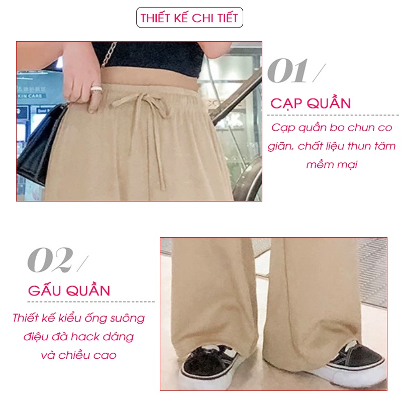 Quần Ống Suông Nữ MIN19 Quần Ống Rộng Nữ Cullotes Tăm Nhỏ Lưng Cao Cạp Cao Dáng Dài Bigsize Thời Trang Hàn Quốc