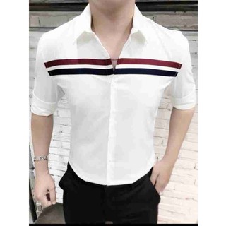 Áo sơ mi nam chất lụa mềm, mịn, mát, không nhăn phối sọc ngang hot